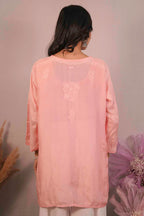 Muslin Chikankari Pink Short Top