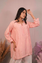 Muslin Chikankari Pink Short Top