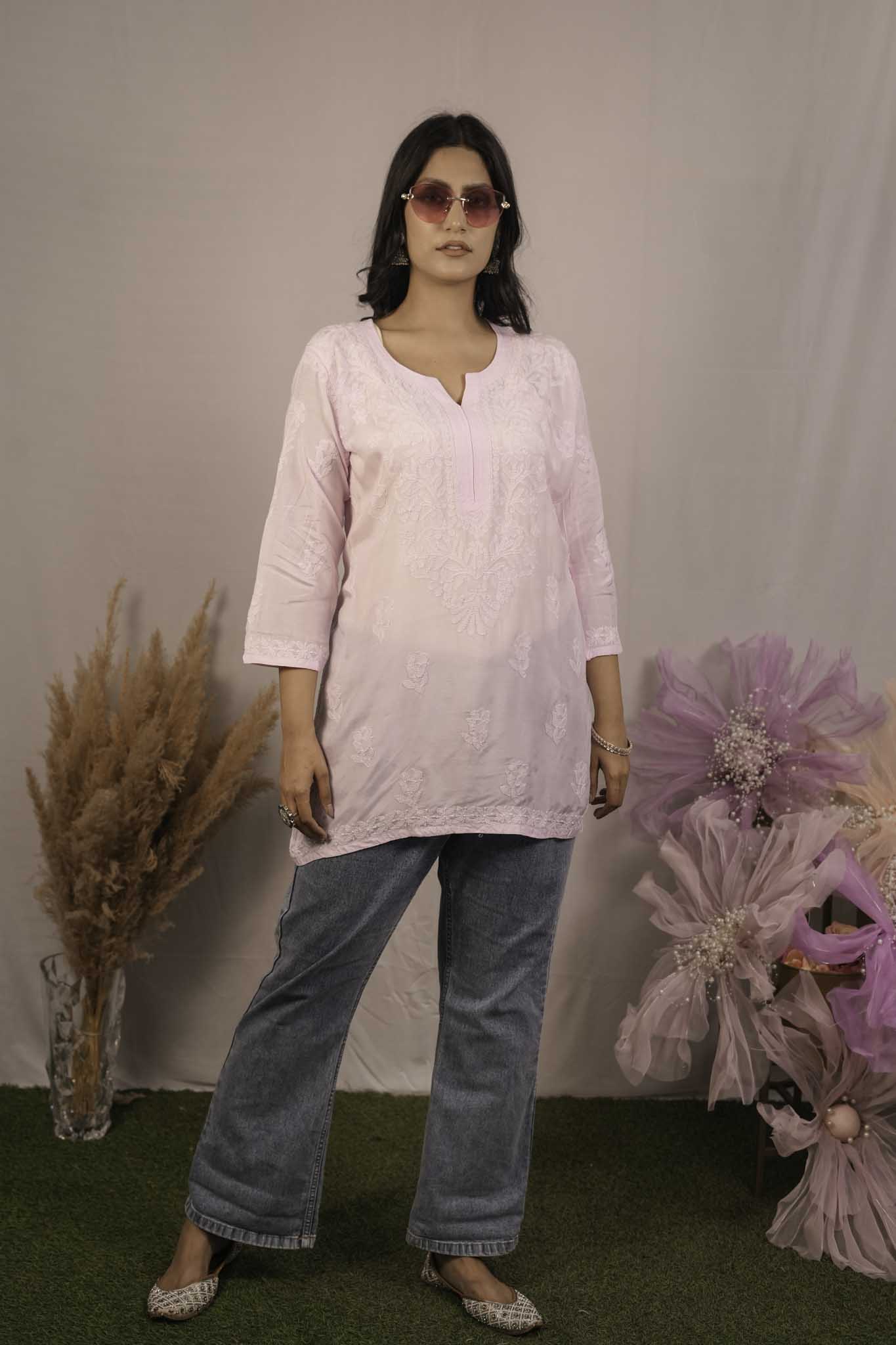 Muslin Chikankari Short Top