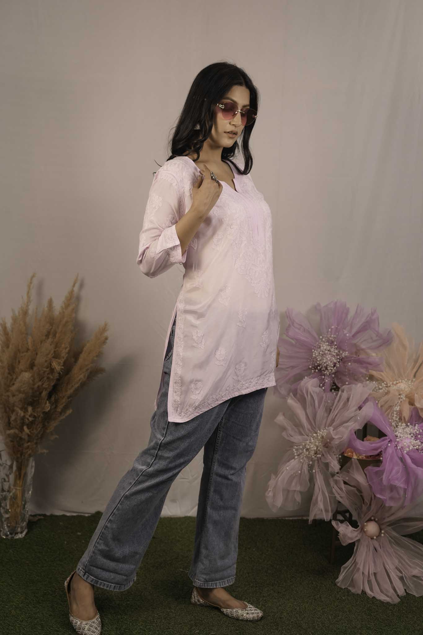 Muslin Chikankari Short Top
