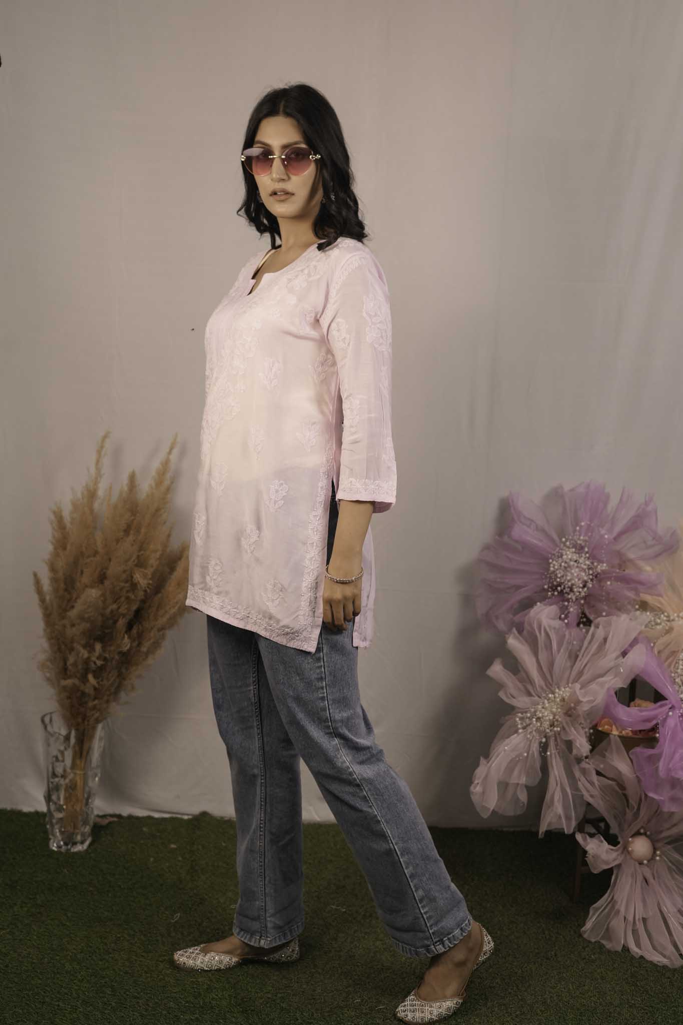 Muslin Chikankari Short Top