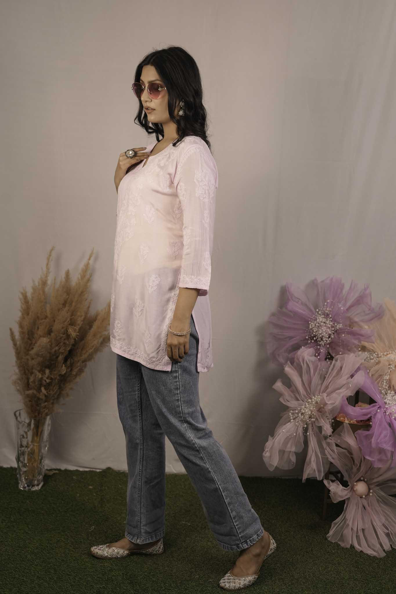 Muslin Chikankari Short Top