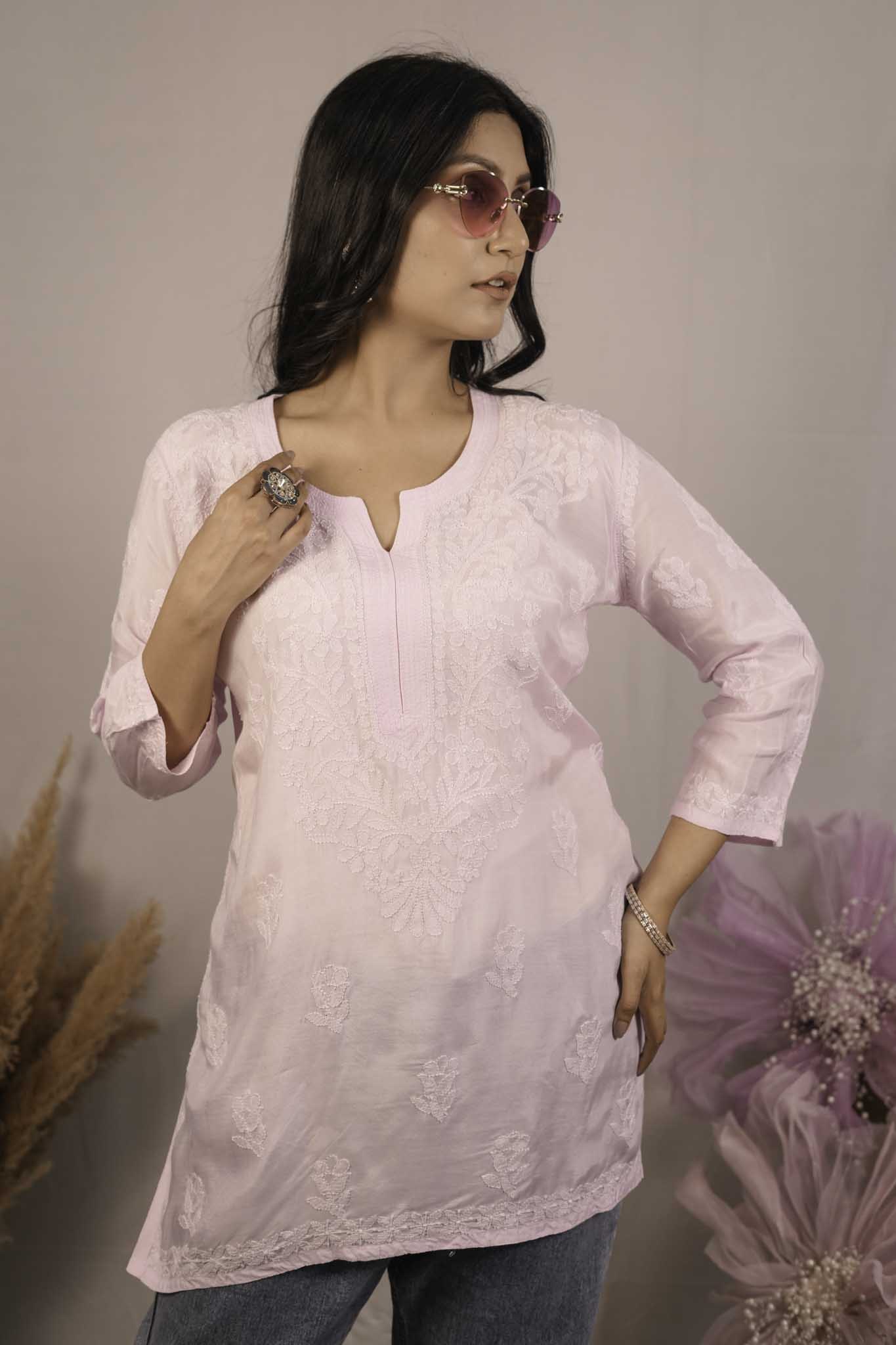 Muslin Chikankari Short Top