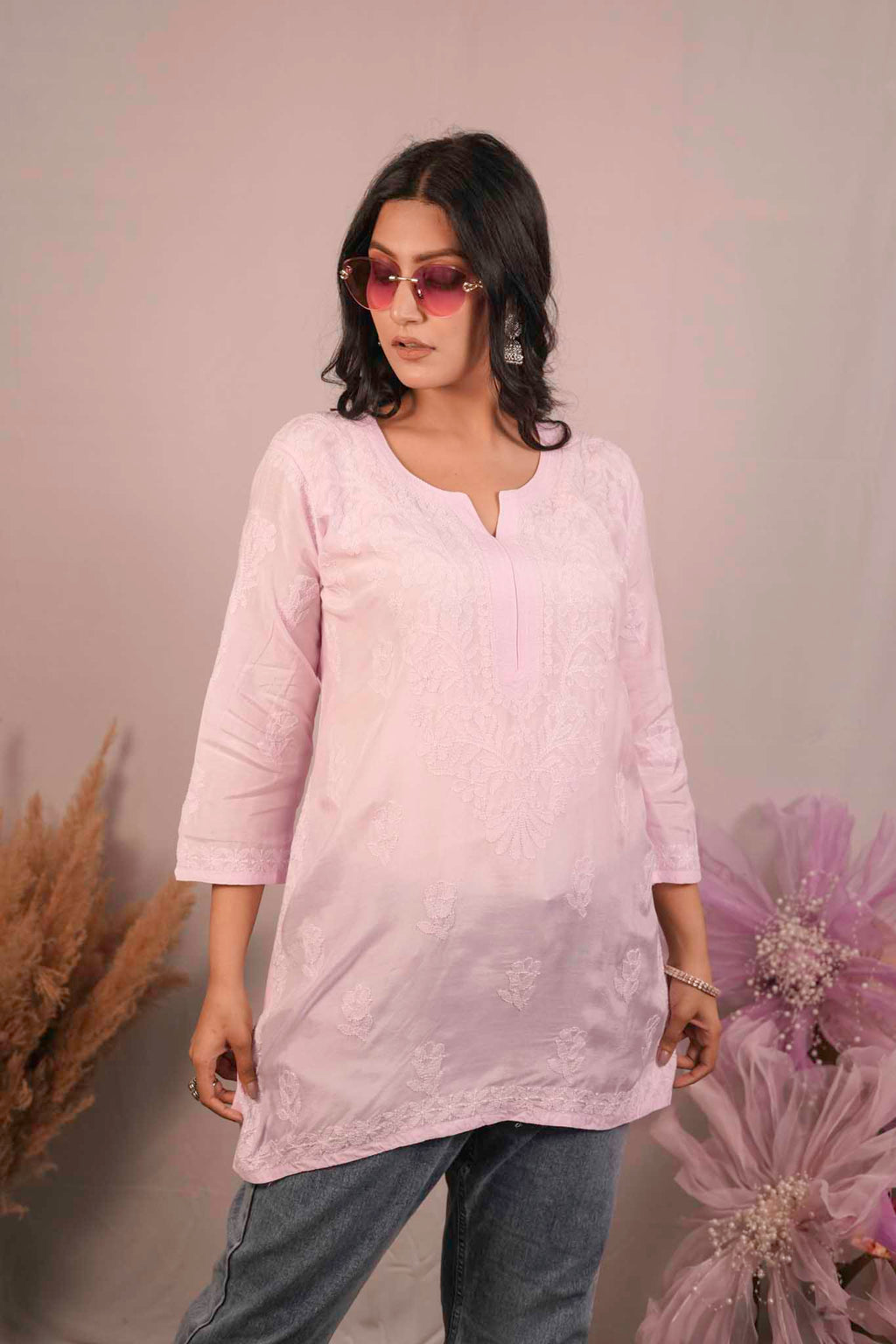 Muslin Chikankari Short Top