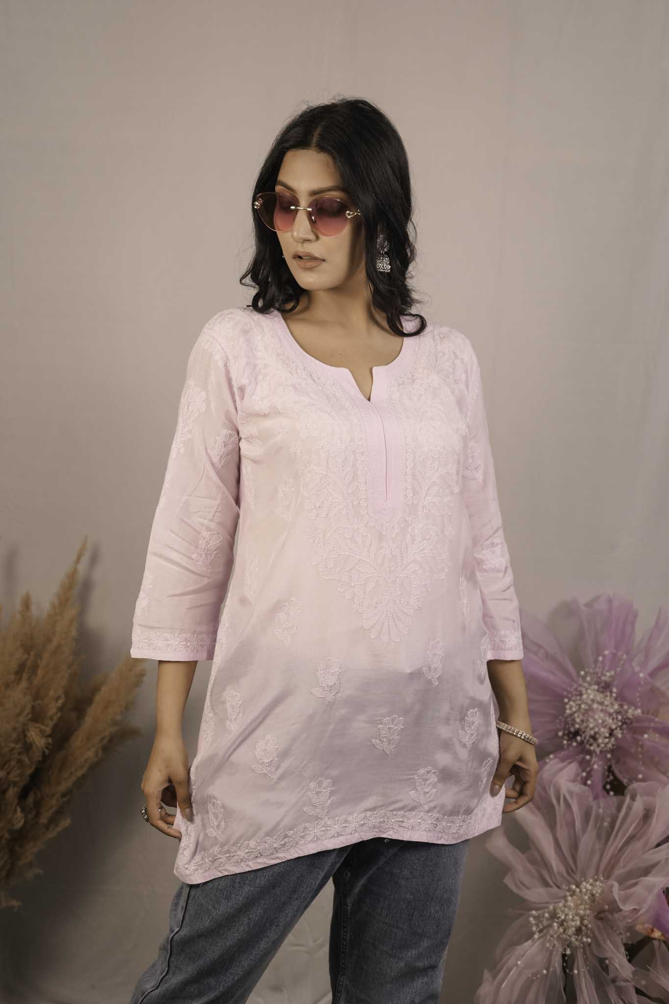 Muslin Chikankari Short Top