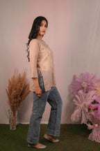 Mulmul Chikankari Brown Short Top