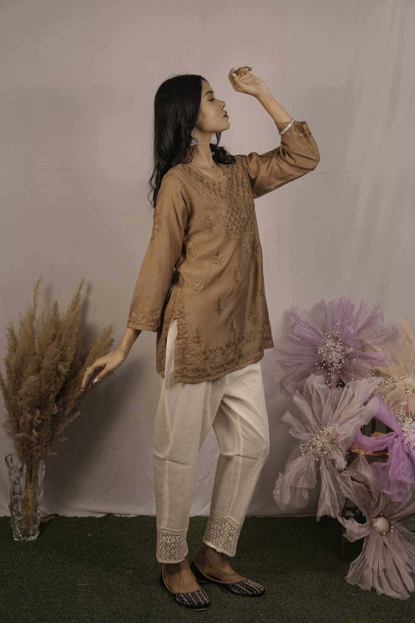 Chanderi Chikankari Short Top