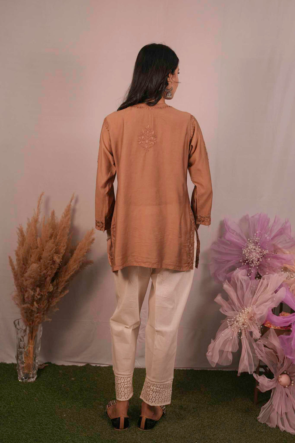 Chanderi Chikankari Short Top