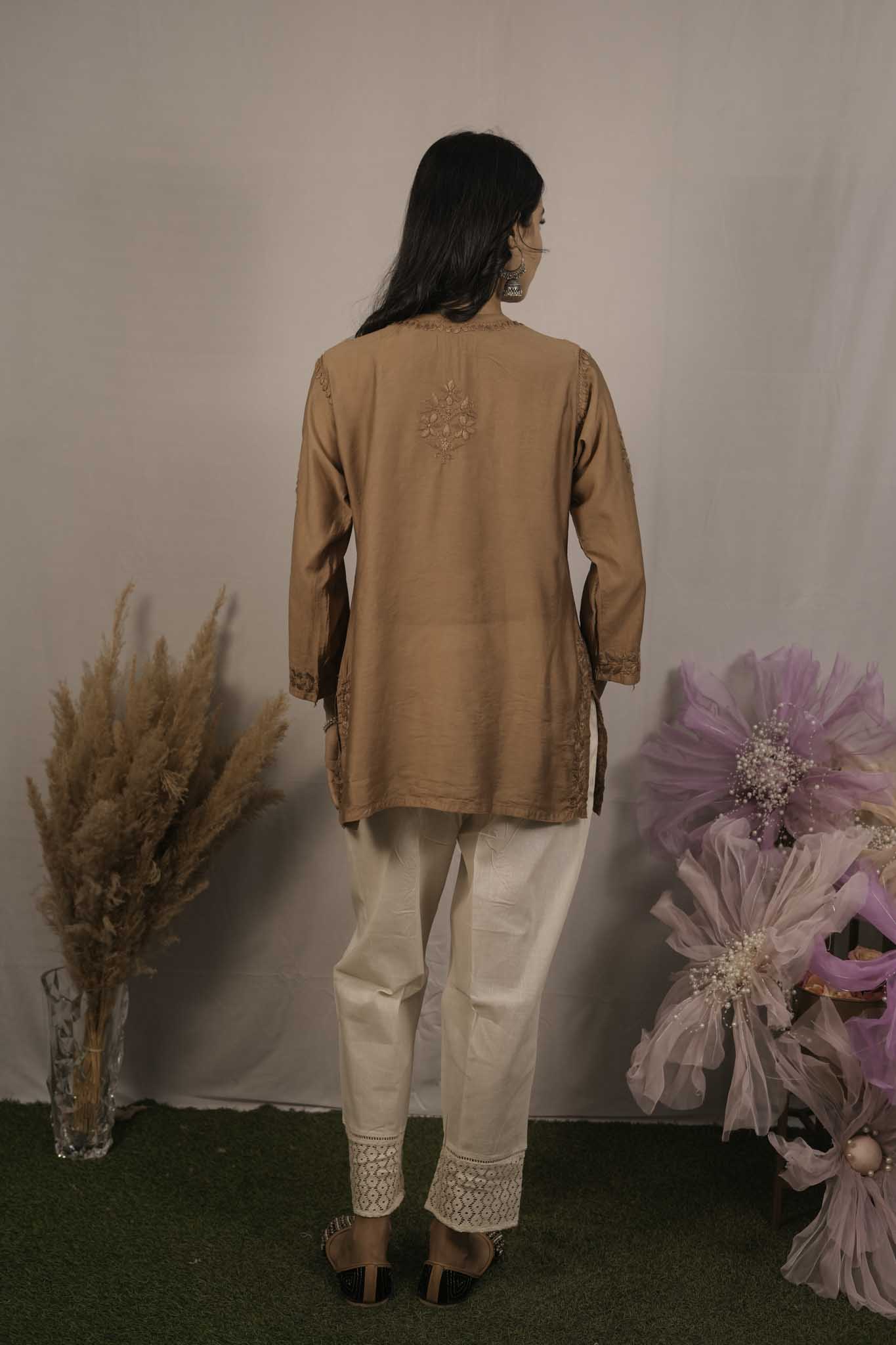 Chanderi Chikankari Short Top