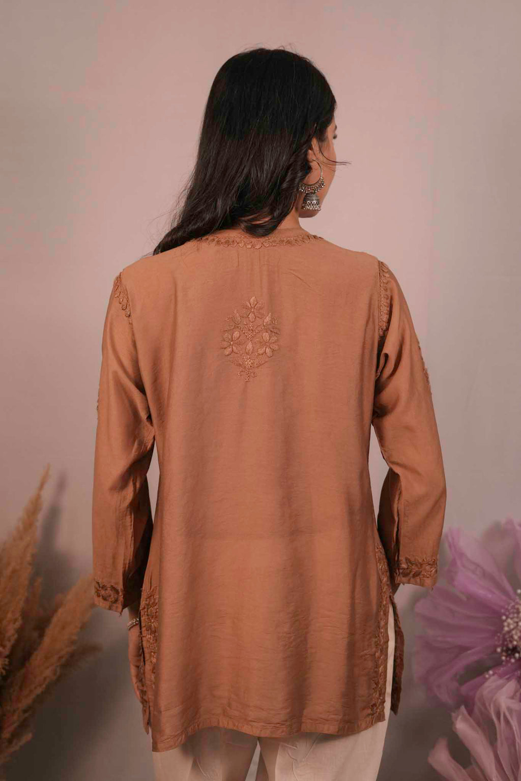 Chanderi Chikankari Short Top