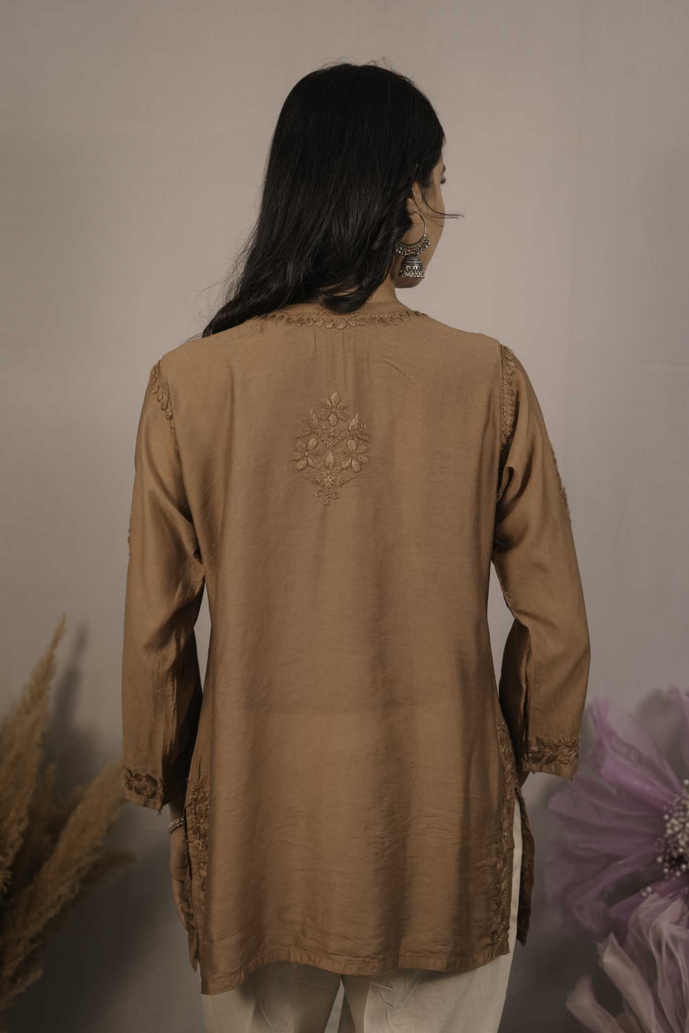 Chanderi Chikankari Short Top