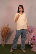 Chanderi Chikankari Yellow Short Kurti