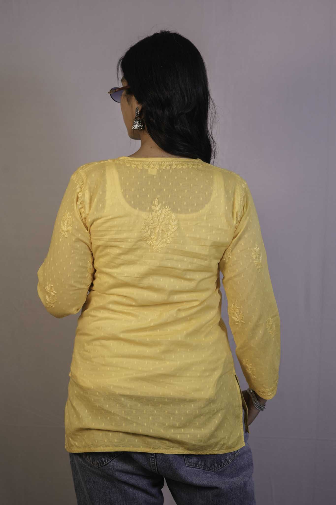Dobby Cotton Chikankari Short Kurti