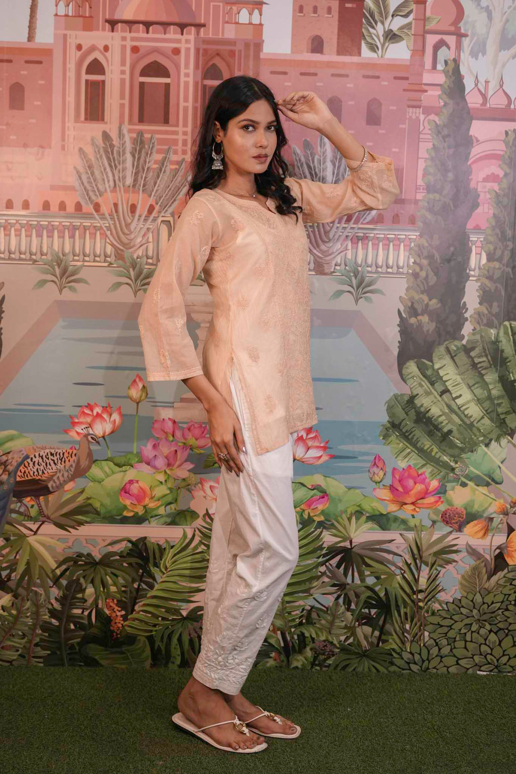 Mulmul Chikankari Beige Short Top