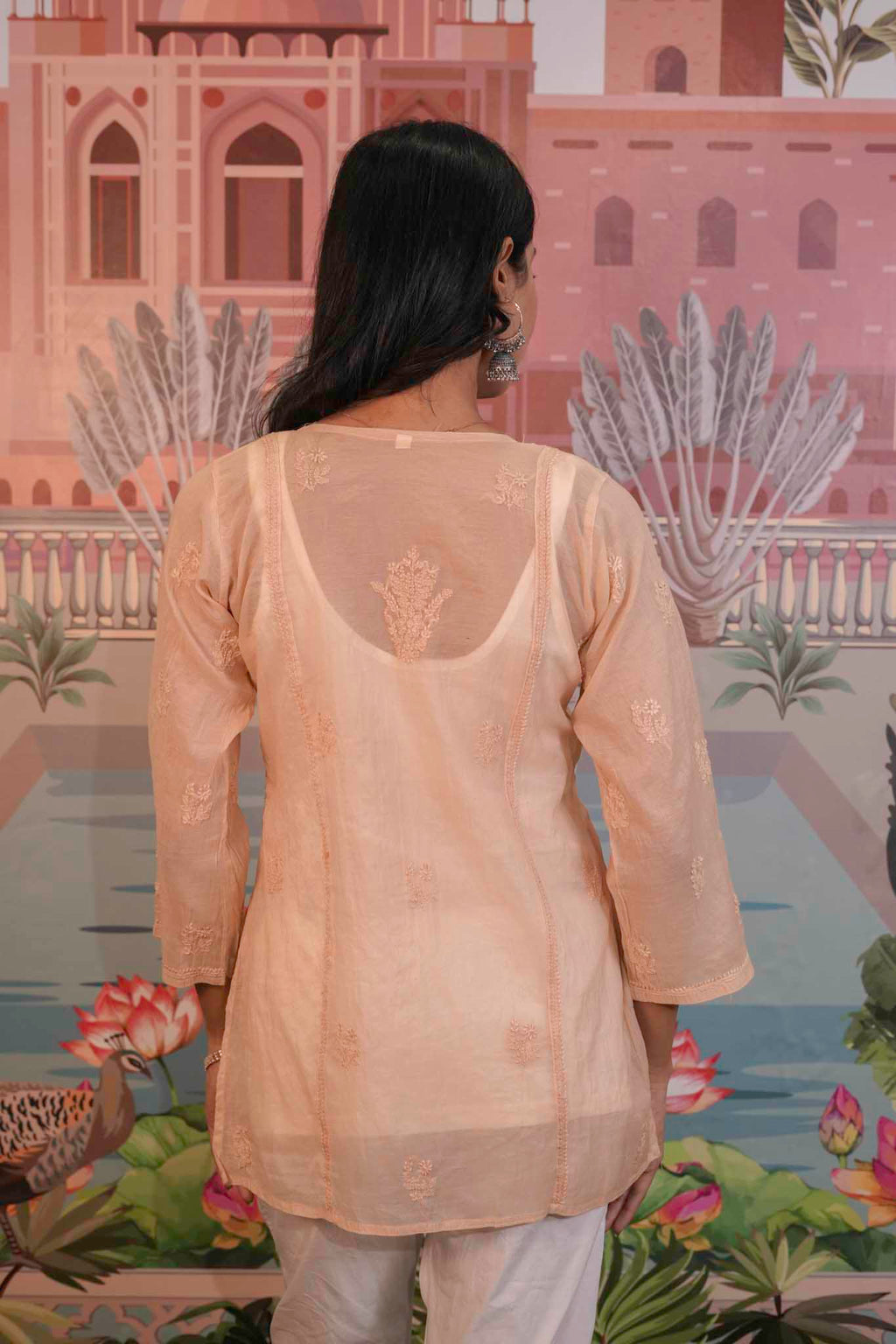 Mulmul Chikankari Beige Short Top