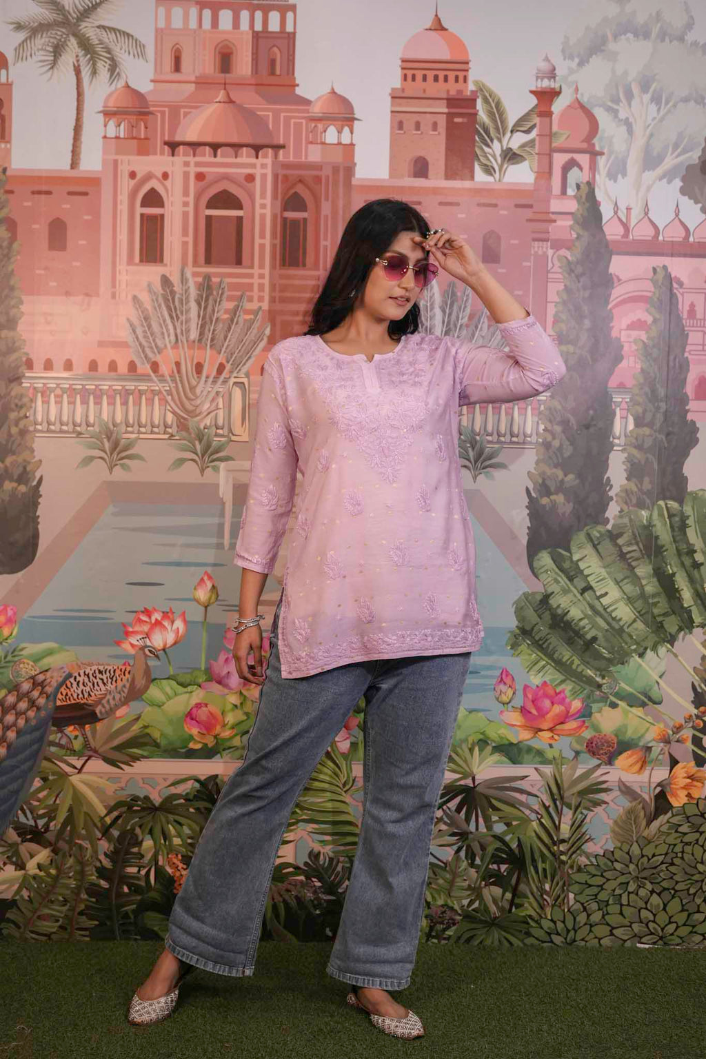 Banarasi Chikankari Short Kurti