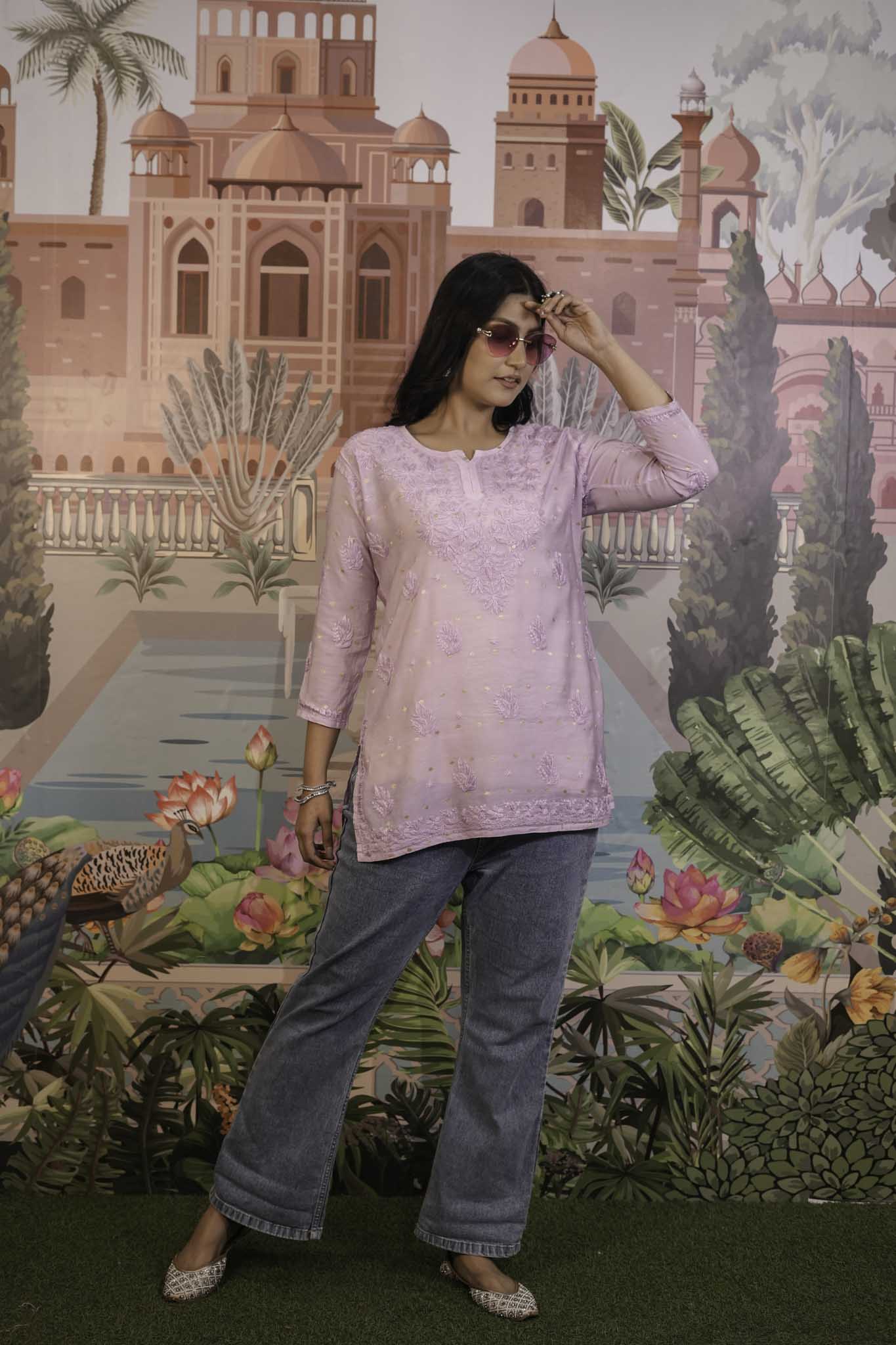 Banarasi Chikankari Short Kurti