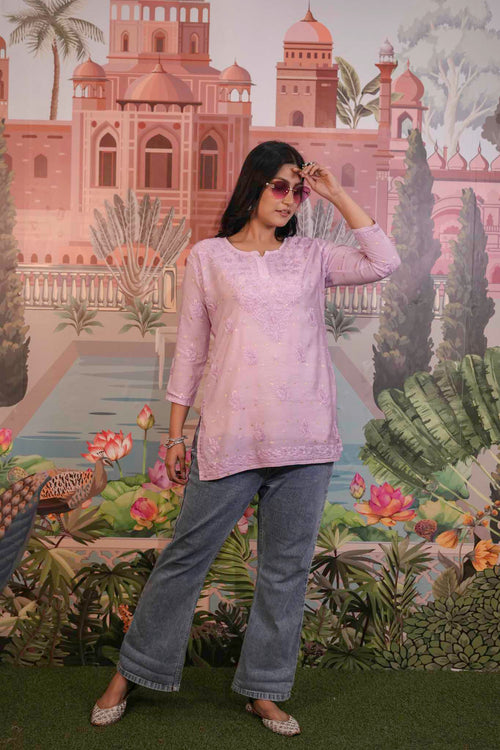 Banarasi Chikankari Short Kurti