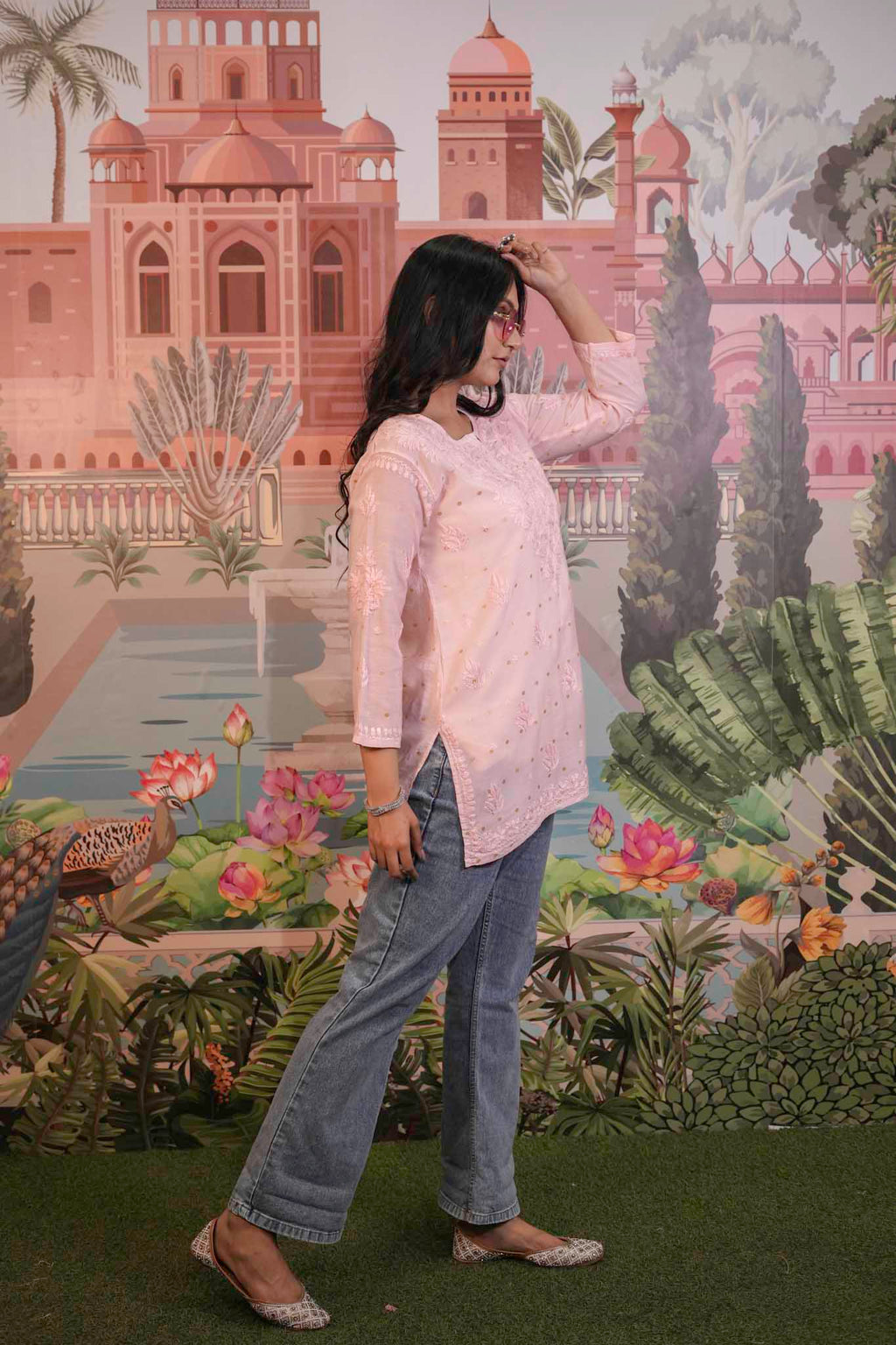 Banarasi Chikankari Short Kurti