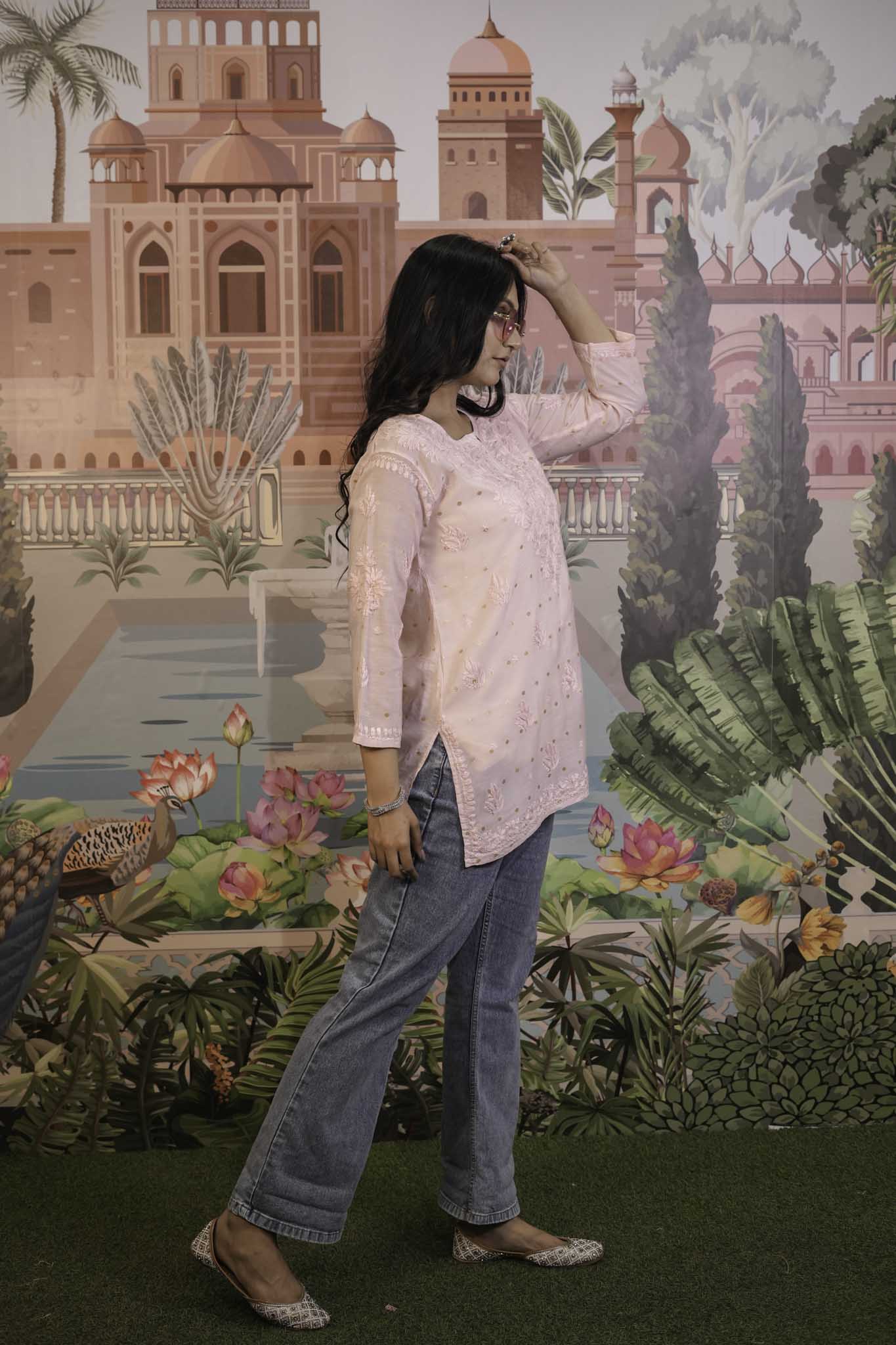Banarasi Chikankari Short Kurti