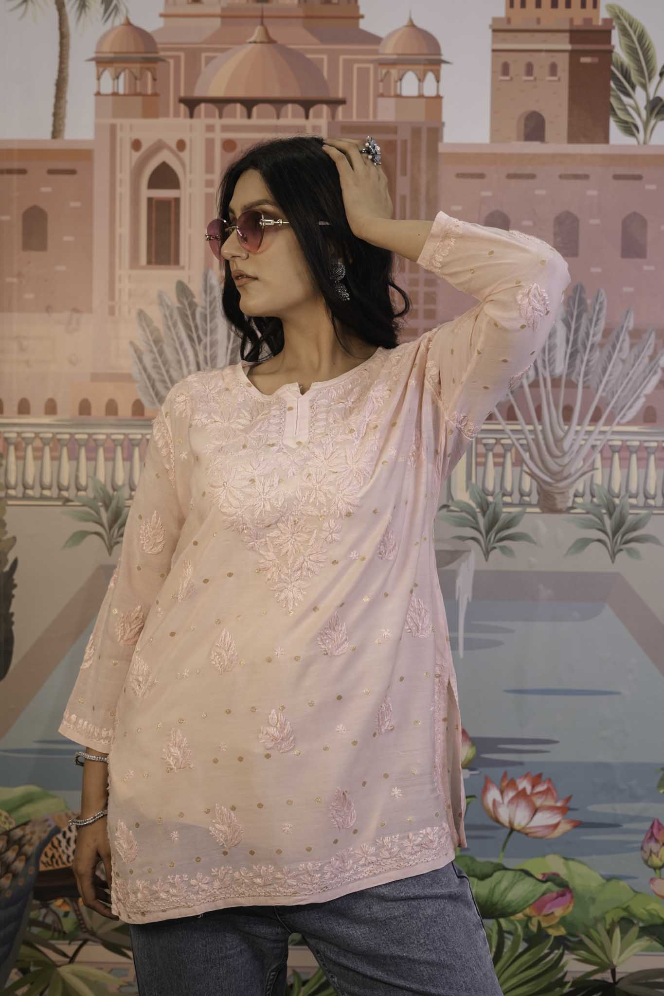 Banarasi Chikankari Short Kurti