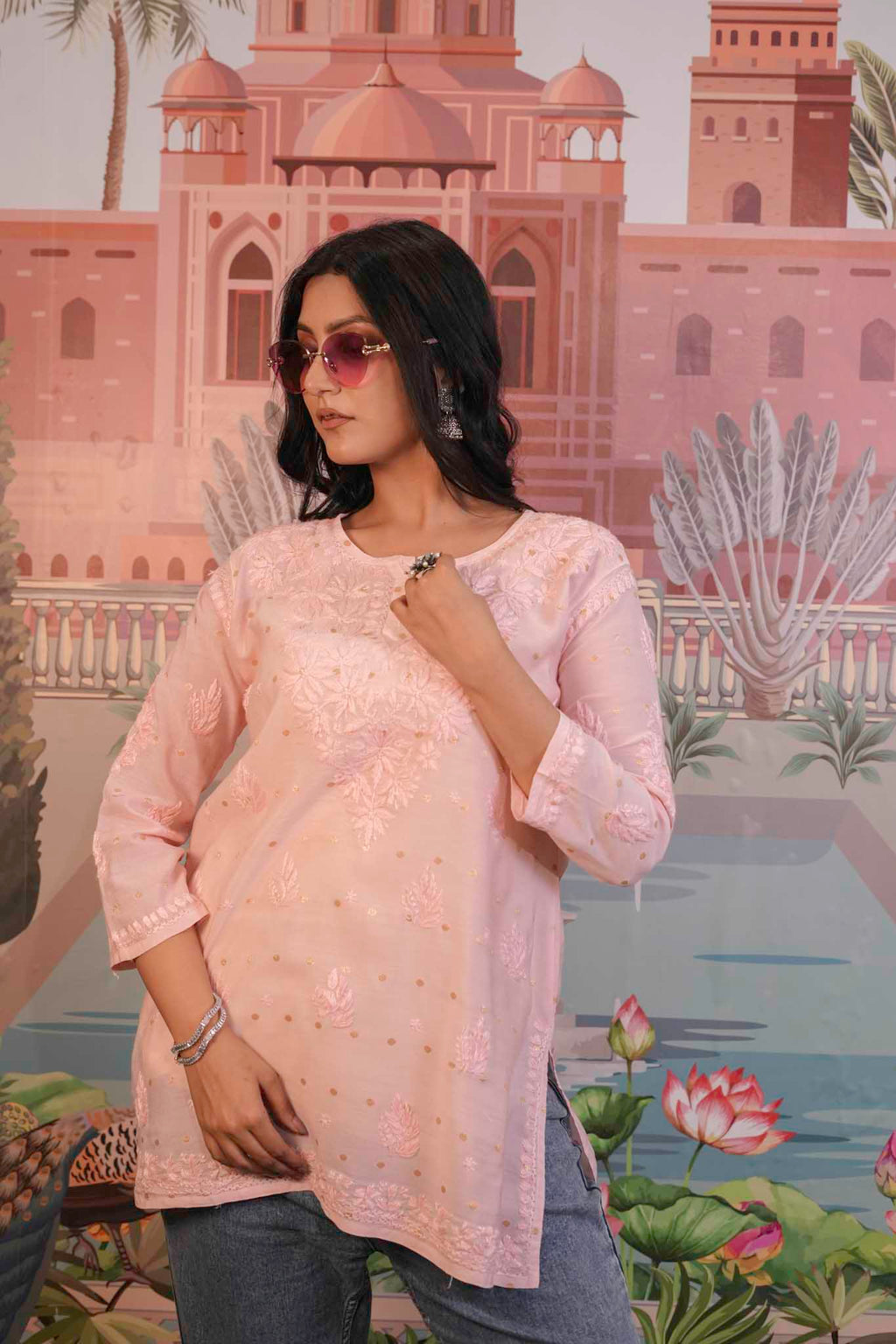 Banarasi Chikankari Short Kurti