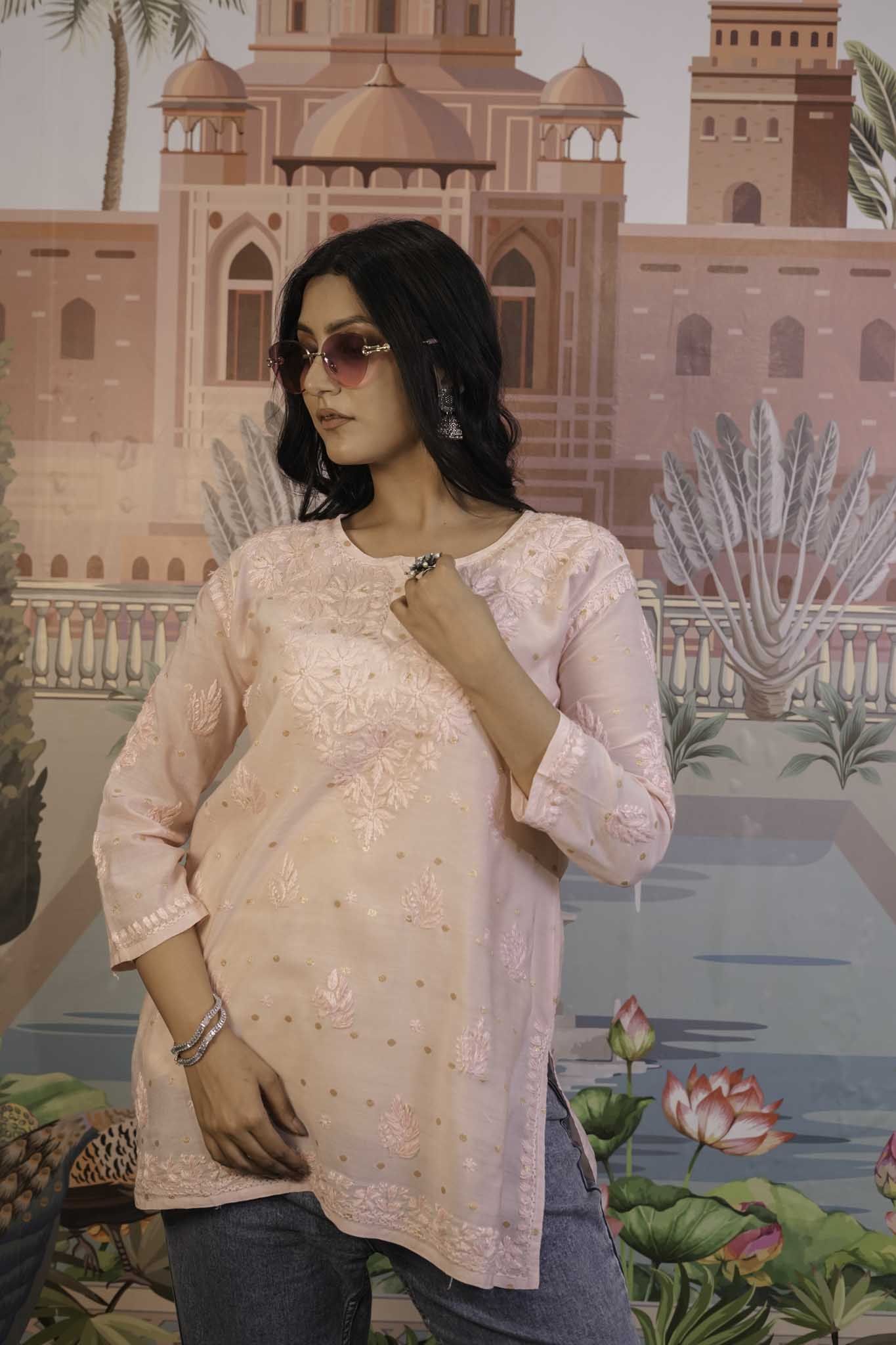 Banarasi Chikankari Short Kurti