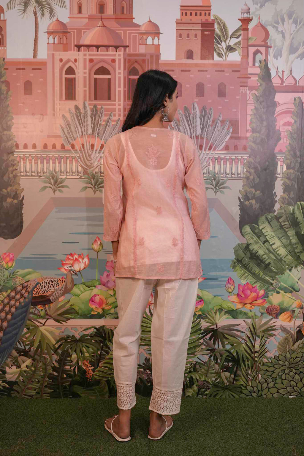 Mulmul Chikankari Pink Short Top