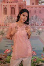 Mulmul Chikankari Pink Short Top