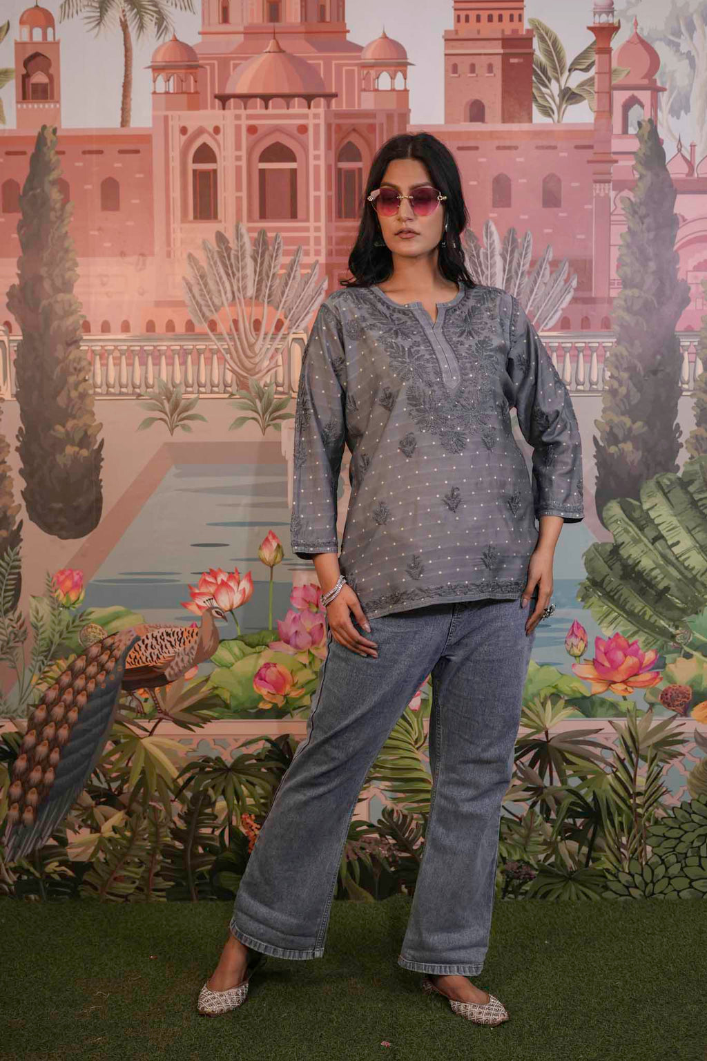 Banarasi Chikankari Short Kurti