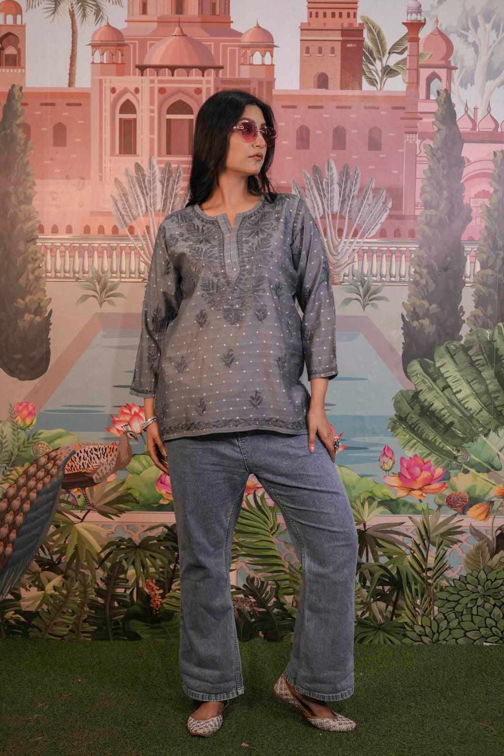 Banarasi Chikankari Short Kurti