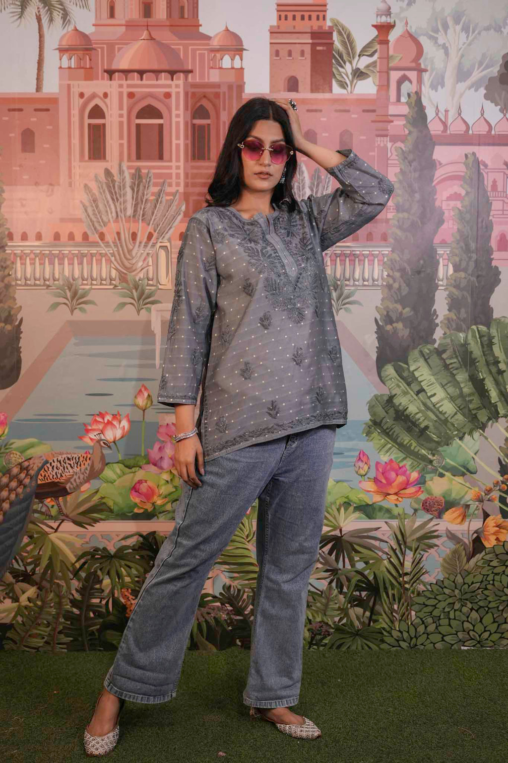 Banarasi Chikankari Short Kurti