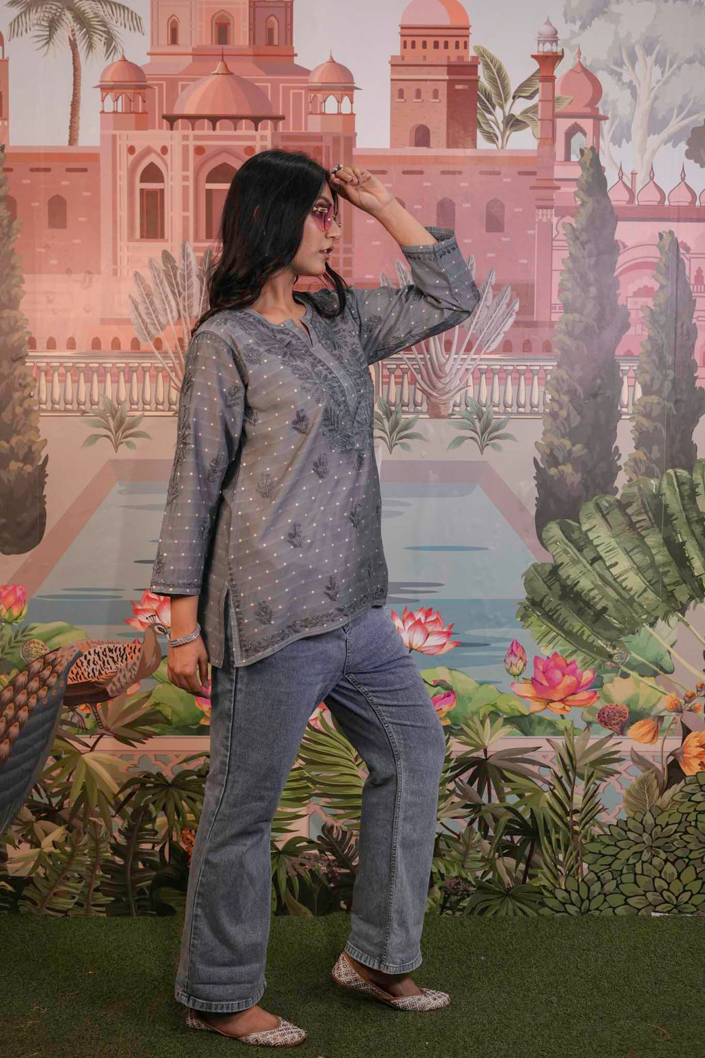 Banarasi Chikankari Short Kurti