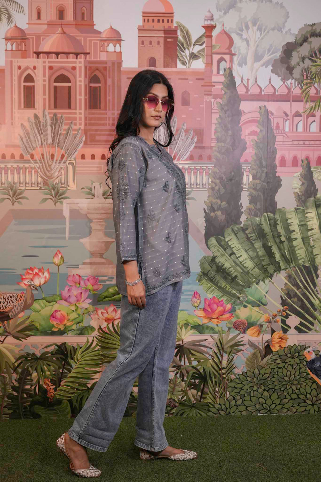 Banarasi Chikankari Short Kurti