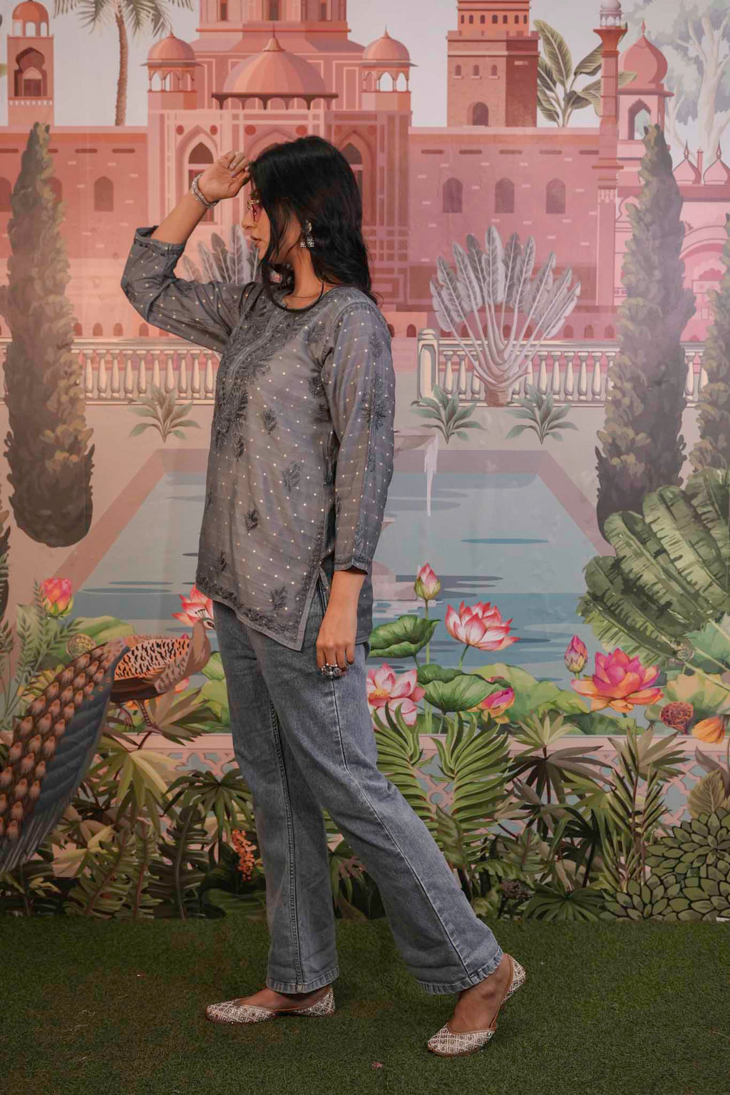 Banarasi Chikankari Short Kurti