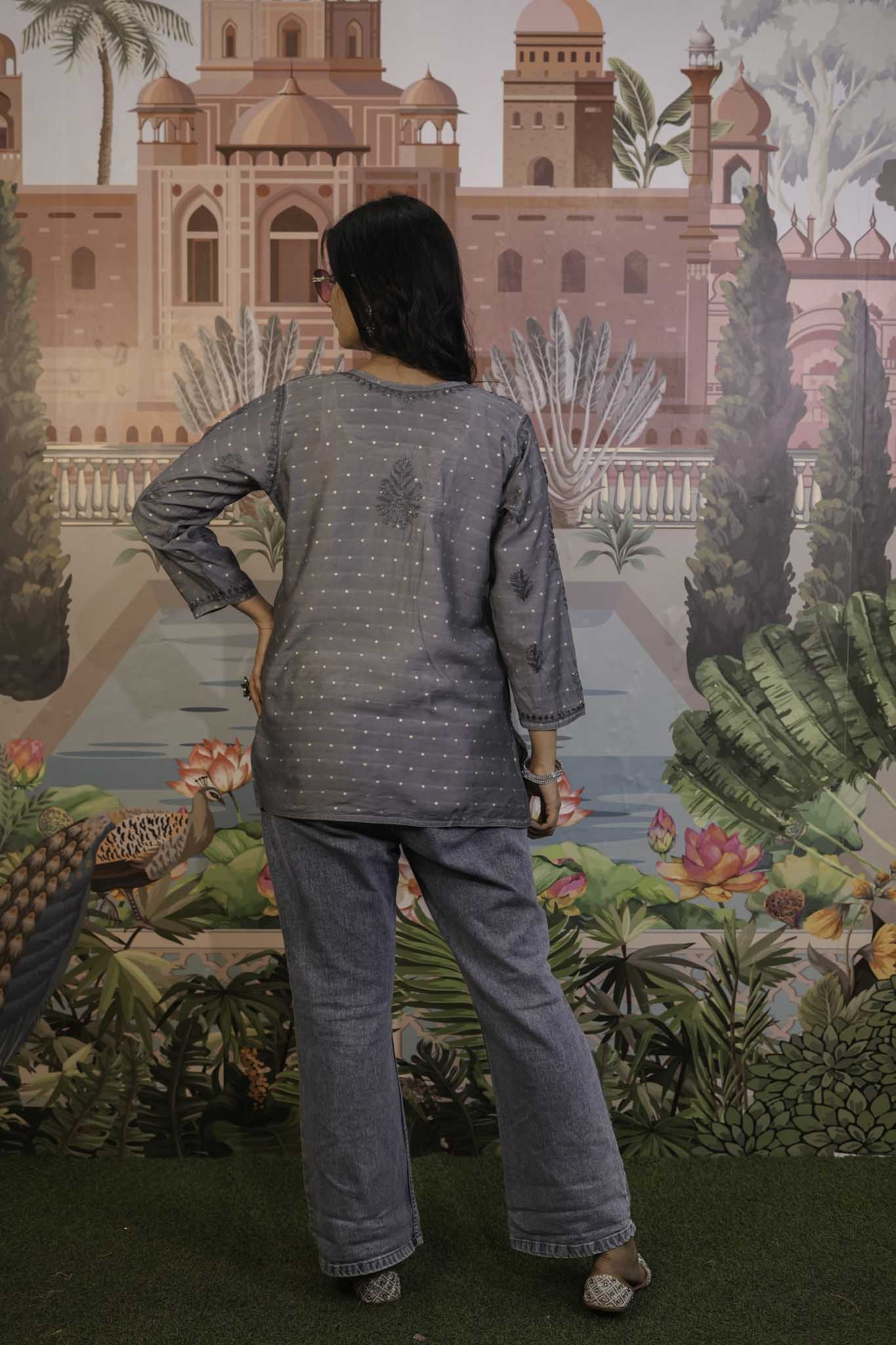 Banarasi Chikankari Short Kurti