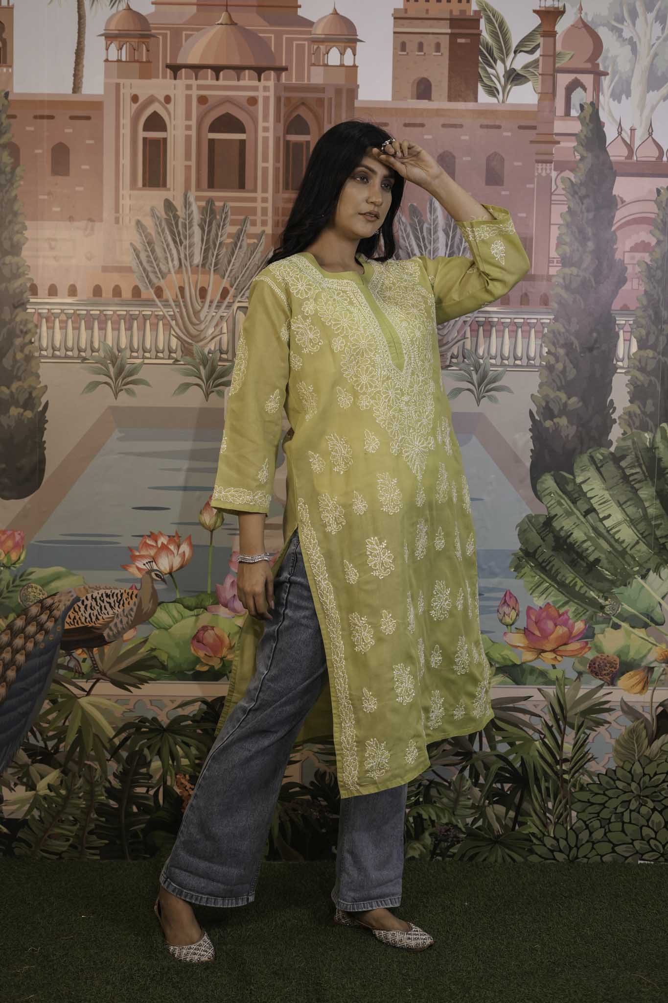 Cotton Voile Chikankari Kurti