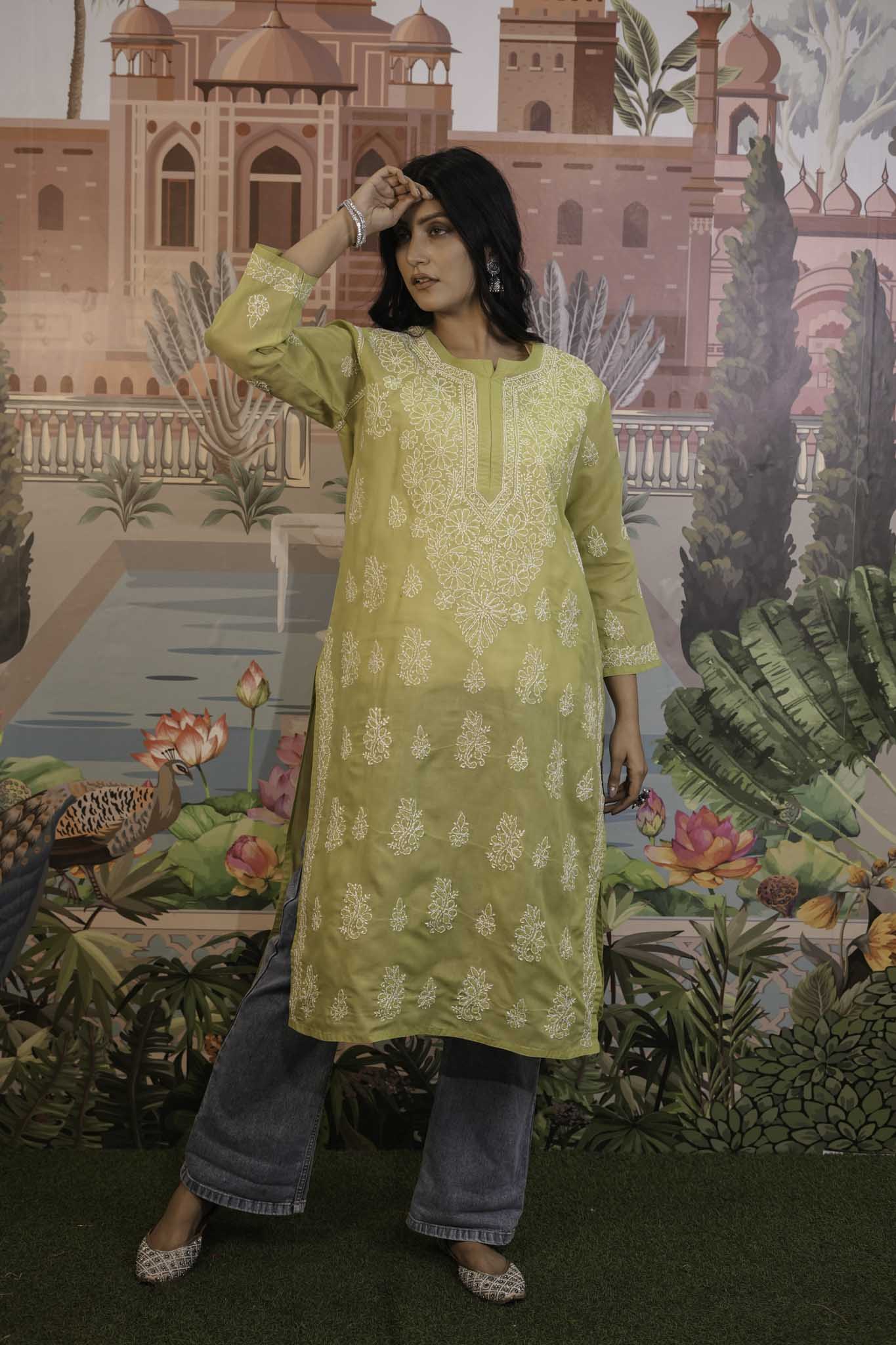 Cotton Voile Chikankari Kurti