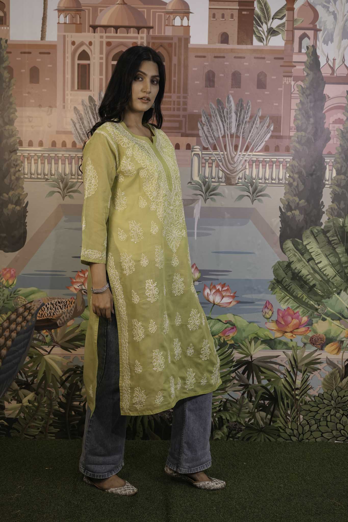 Cotton Voile Chikankari Kurti