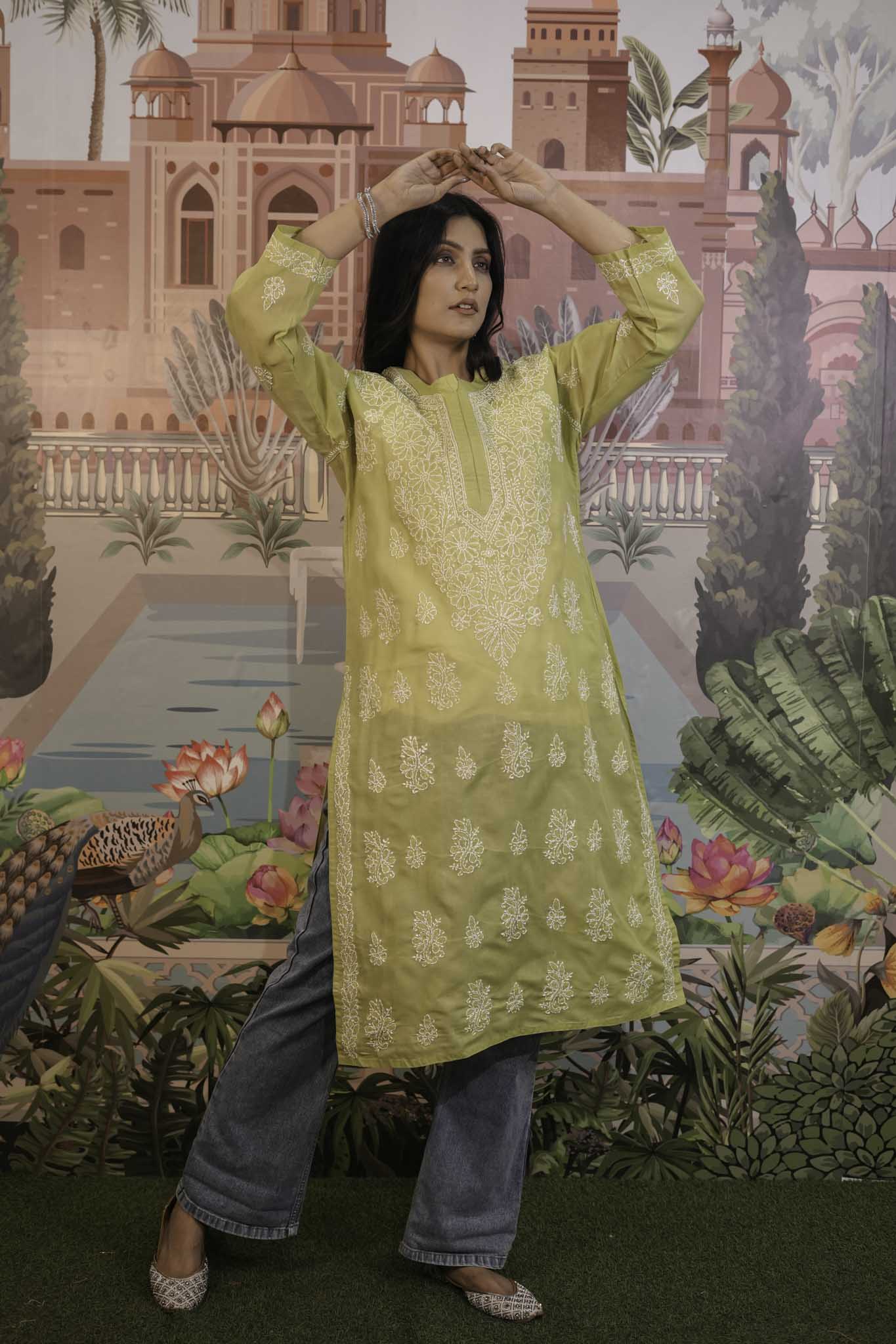 Cotton Voile Chikankari Kurti