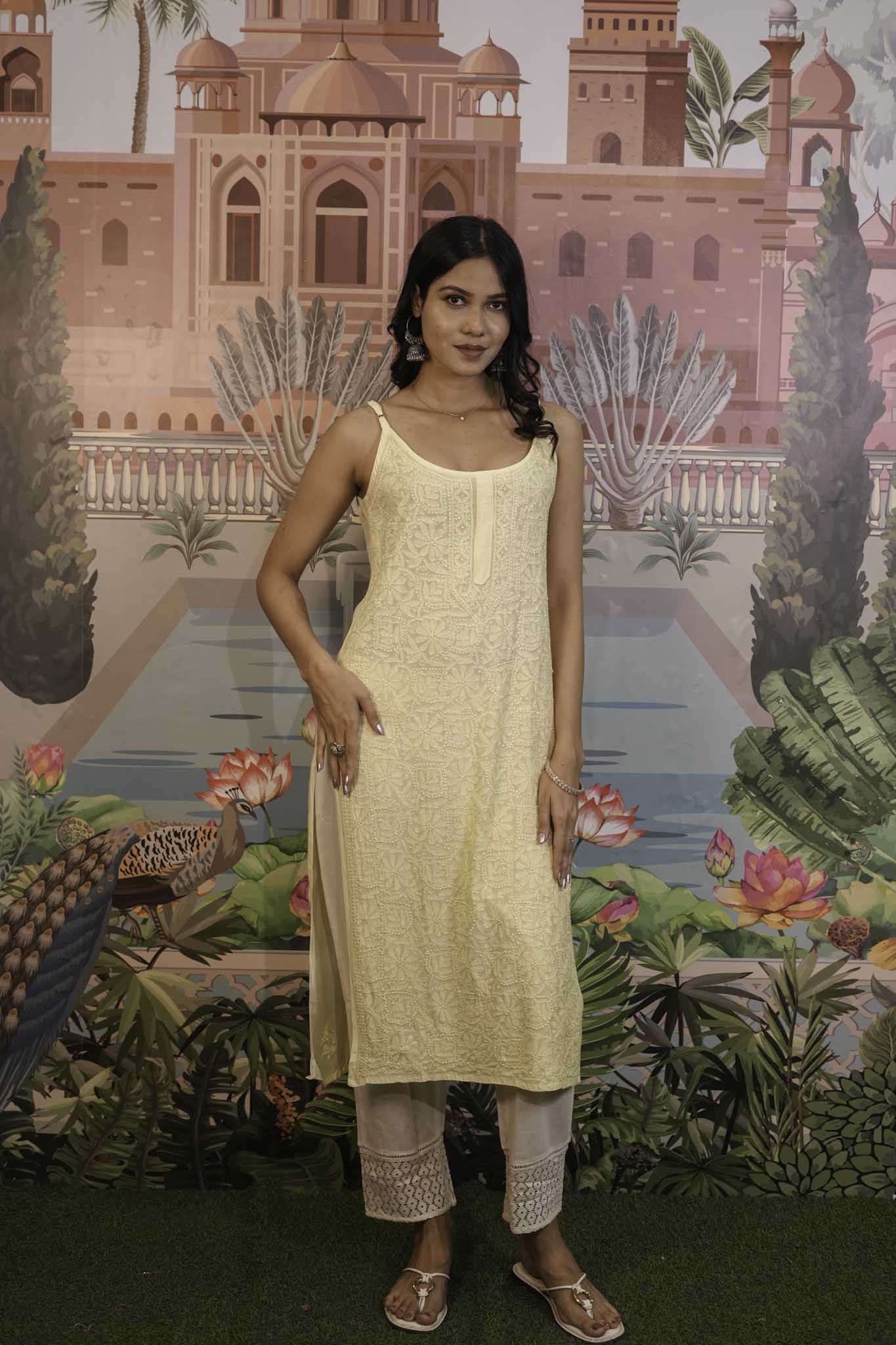 Rayon Chikankari Long Kurti