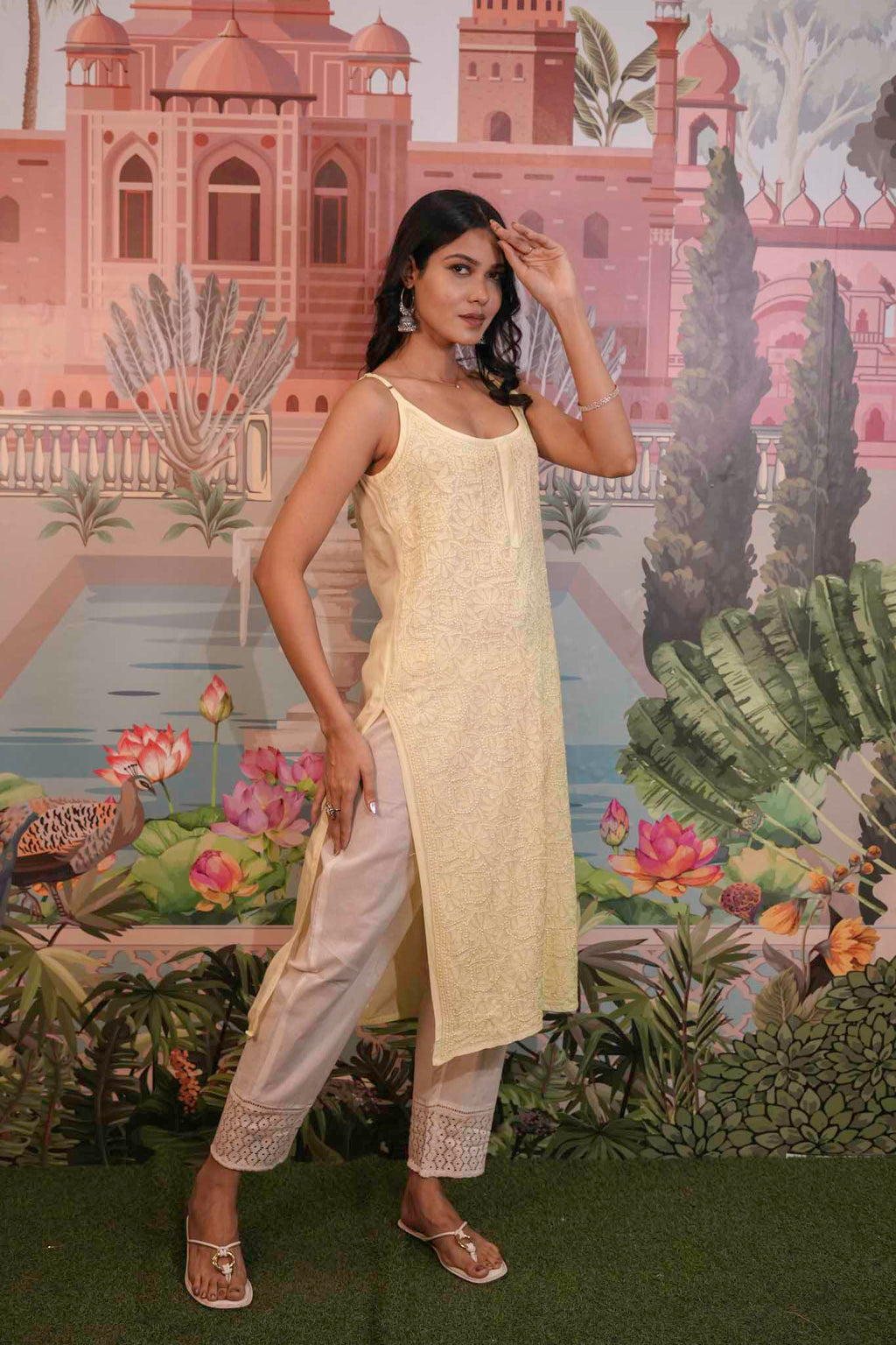Rayon Chikankari Long Kurti