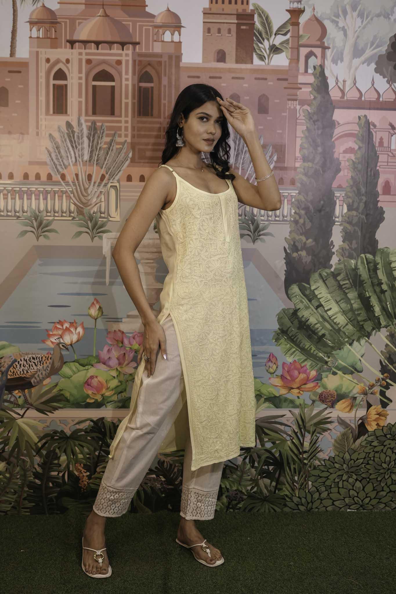 Rayon Chikankari Long Kurti