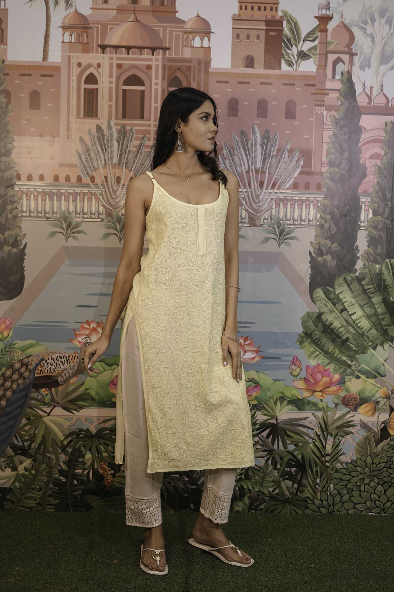 Rayon Chikankari Long Kurti