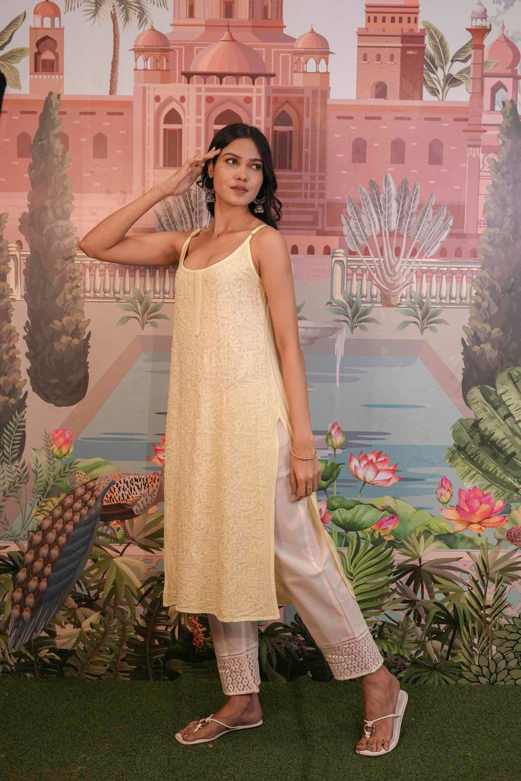 Rayon Chikankari Long Kurti