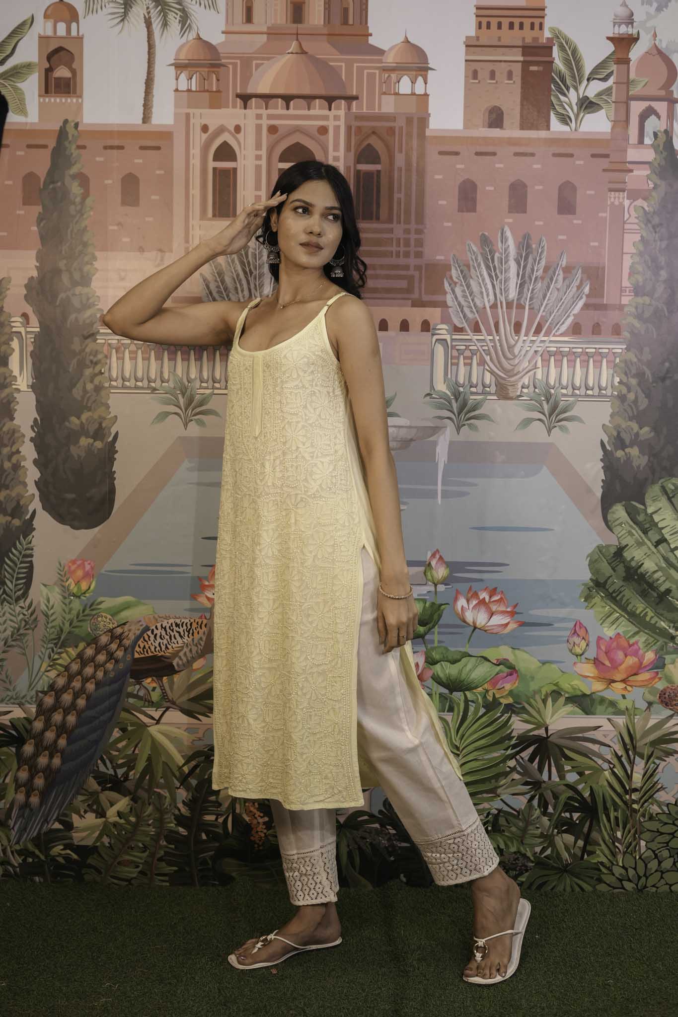 Rayon Chikankari Long Kurti
