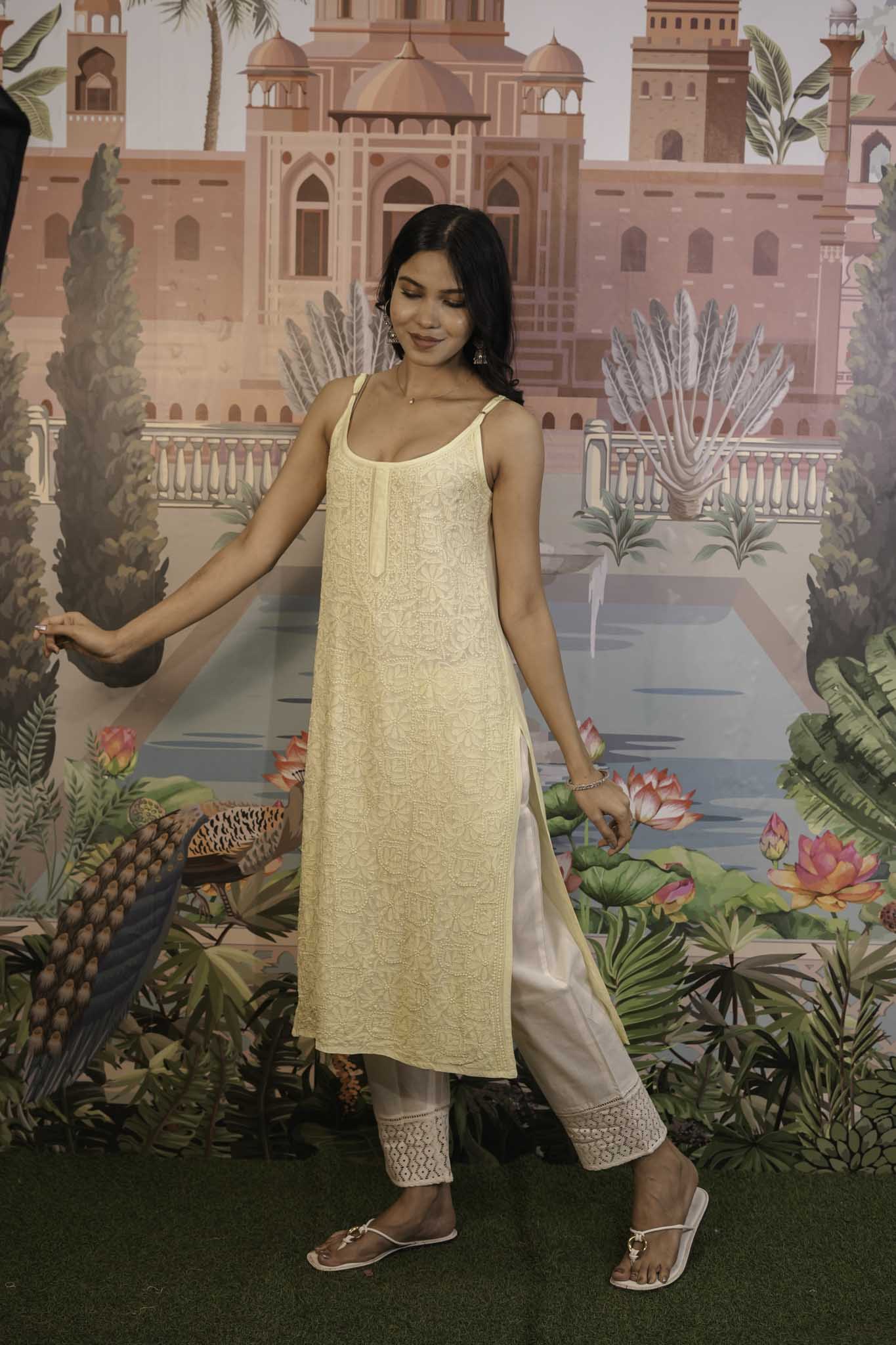 Rayon Chikankari Long Kurti