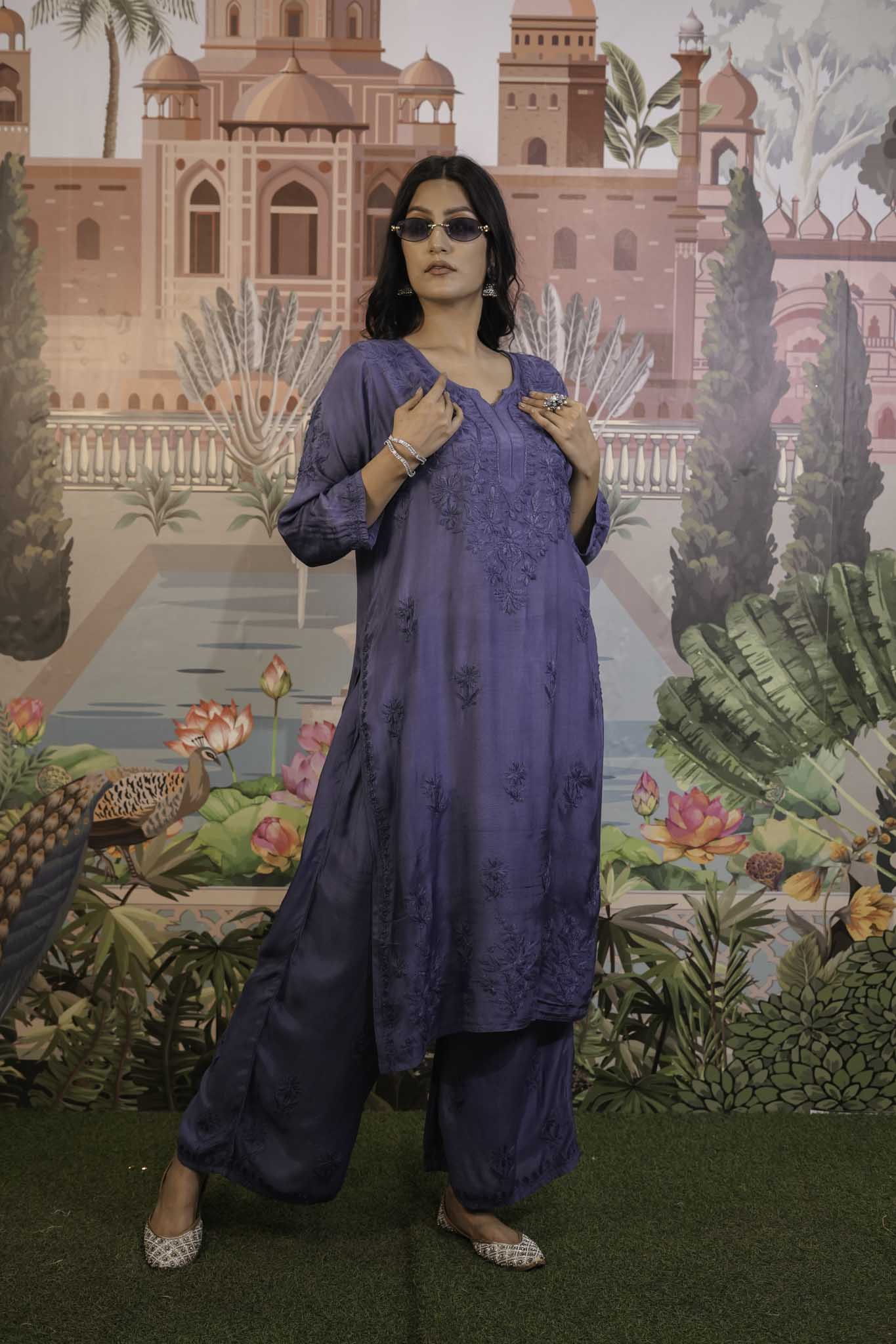 Muslin Chikankari Co-ord Set