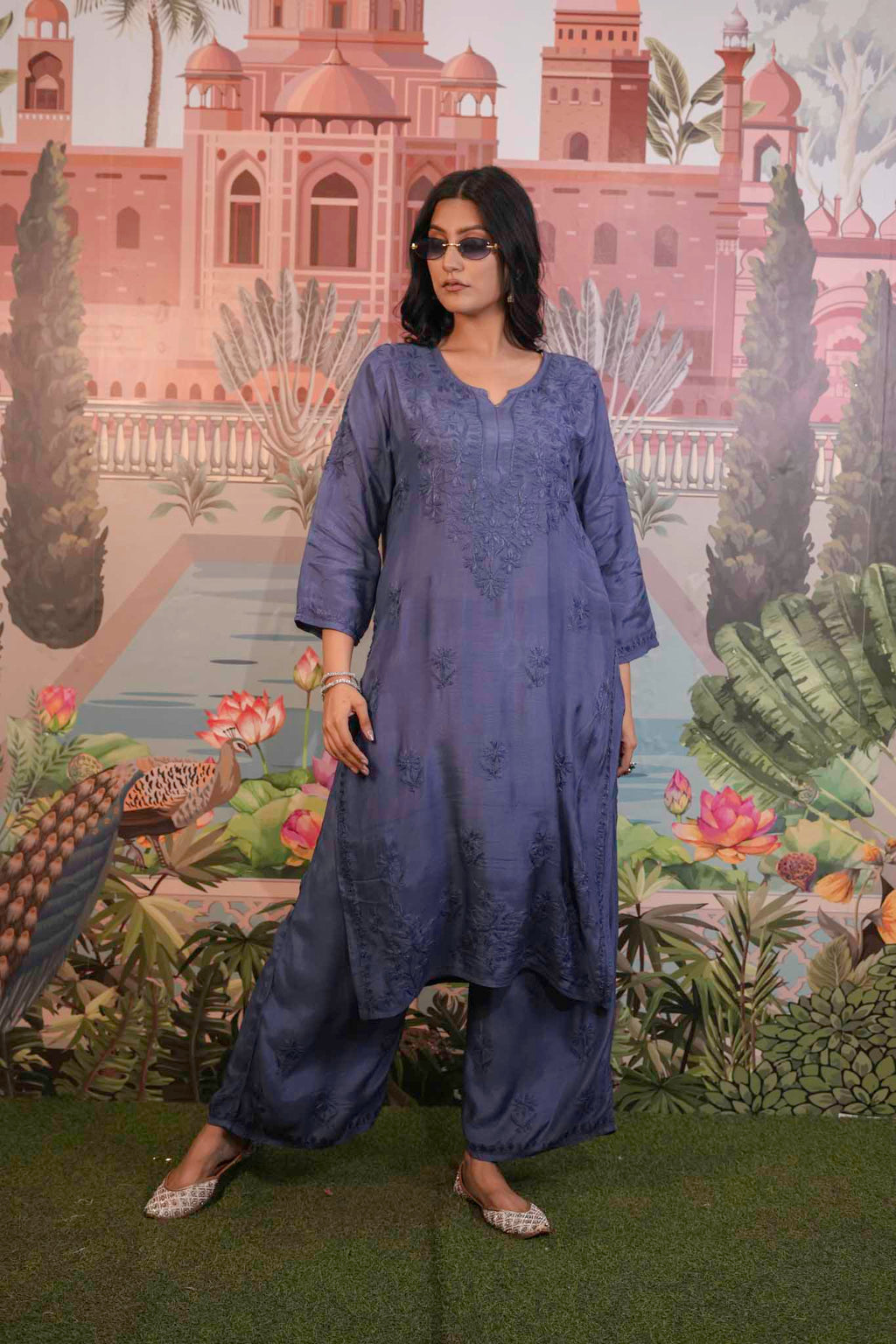 Muslin Chikankari Co-ord Set