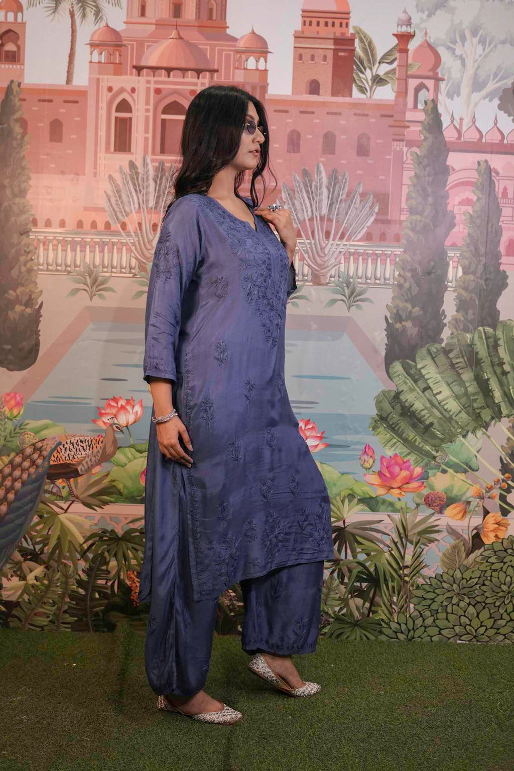 Muslin Chikankari Co-ord Set